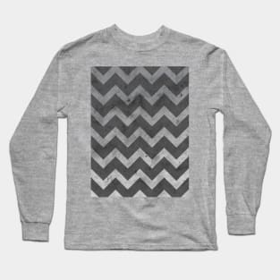Gray white vintage chevron pattern lines retro distressed Long Sleeve T-Shirt